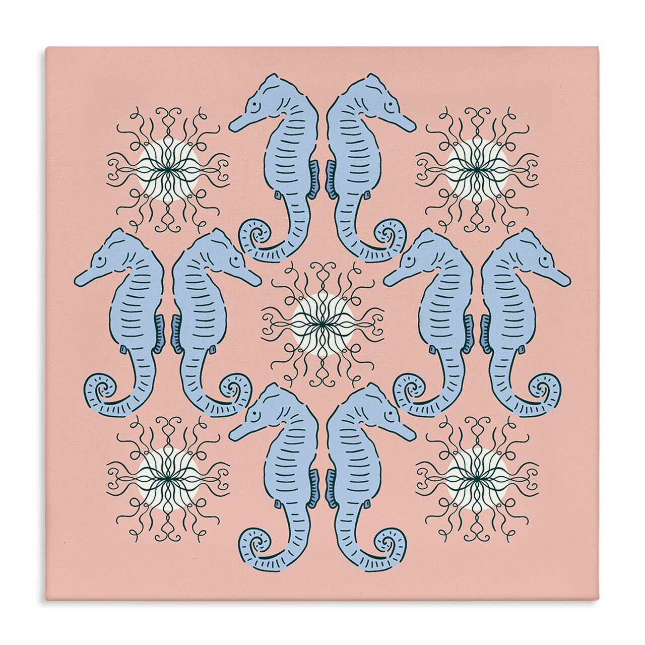 Stupell Industries Symmetrical Coral Seahorse Pattern Canvas Design by Sazerelli Designs